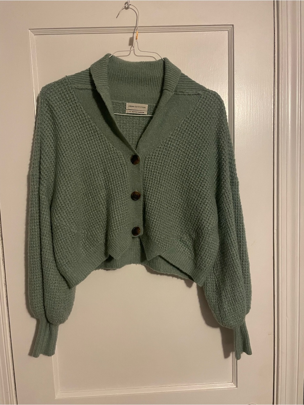 Urban Outfitters Leighton collared shawl cardigan in Sage Green Sz S